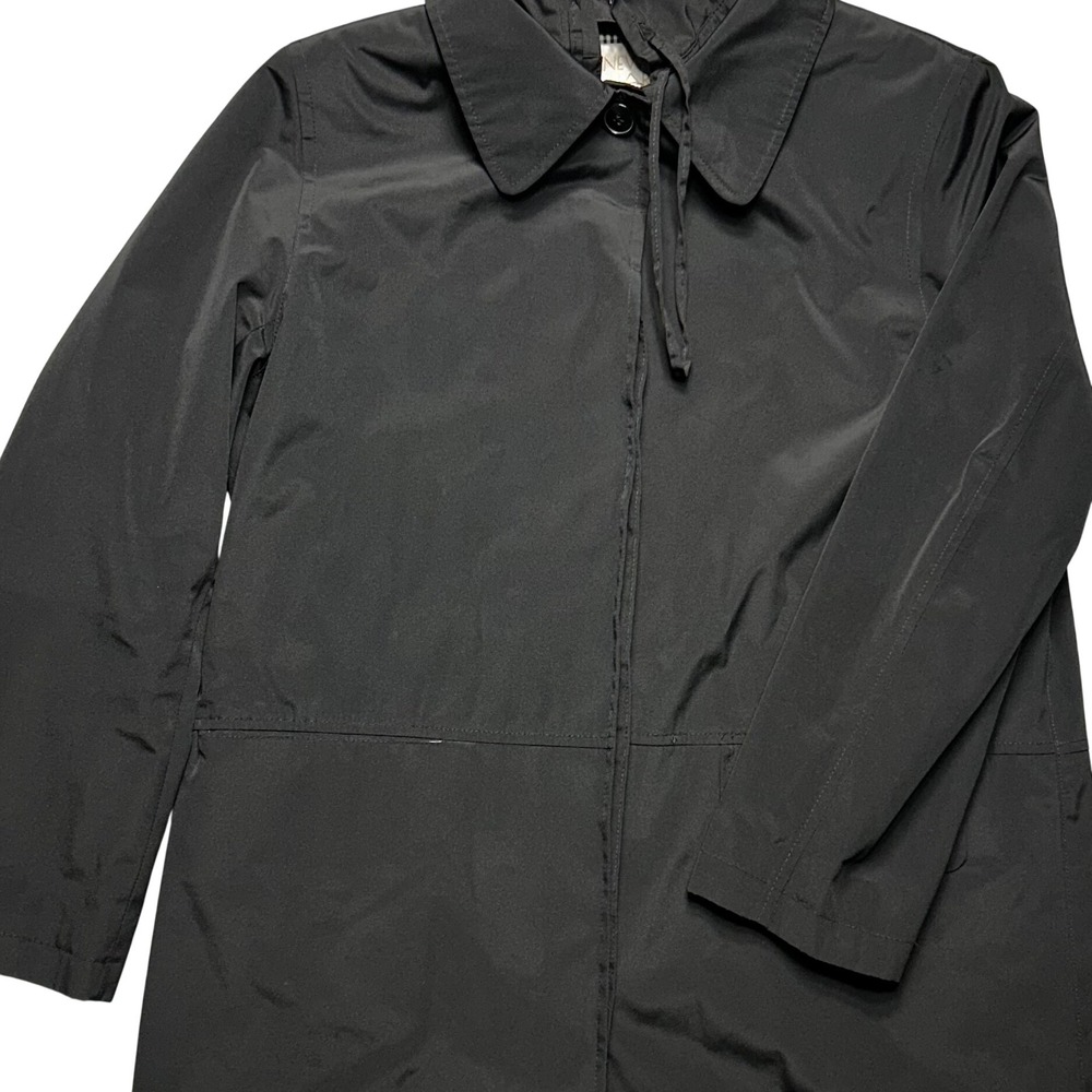Vintage New York Harbor Raincoat Hooded Women‎ L Black Gingham Lined Gorpcore